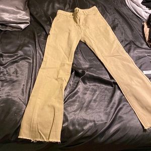 These are tan boot cut jeans from etsy
